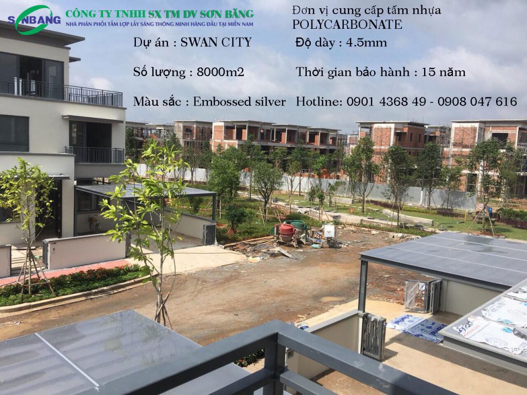 Cung cấp 8000m2 polycarbonate dự án swan city nhơn trạch đồng nai